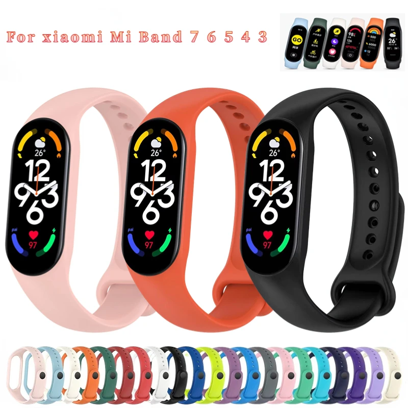

Silicone strap For Xiaomi Mi band 7 6 5 Multi color smart bracelet sports replacement wrist band For Xiaomi Mi band 5 4 3 Correa