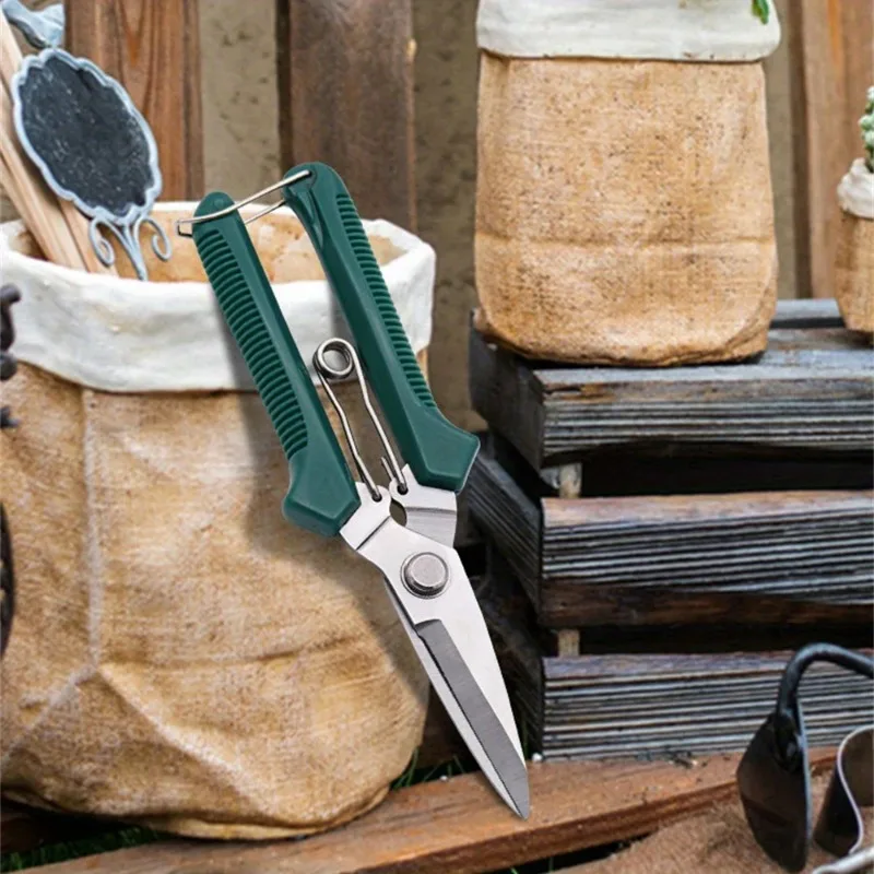 1PC 190mm Straight Head Pruning Shears Stainless Steel Non-slip Handle Household Bonsai Garden Scissors