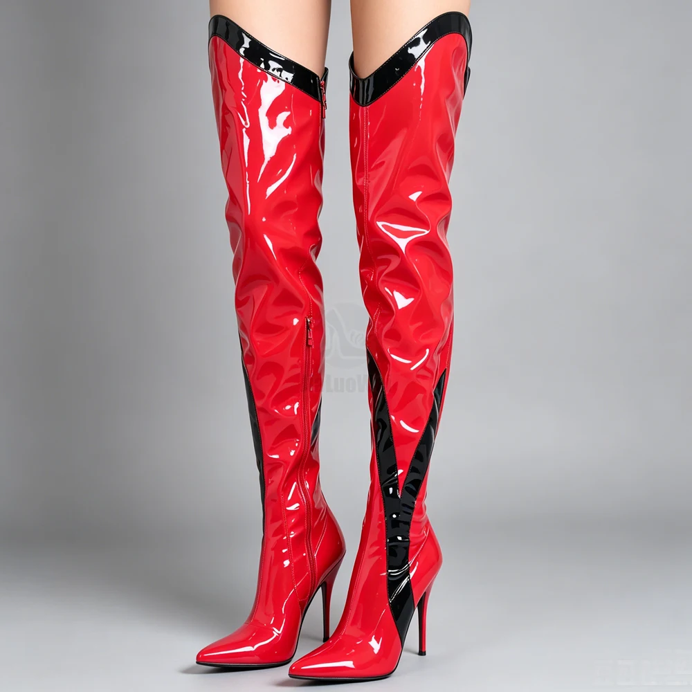 5" High Heel Unisex Stretch Oberschenkelhohe Stiefel Erwachsene Cosplay Sexy Stiefel