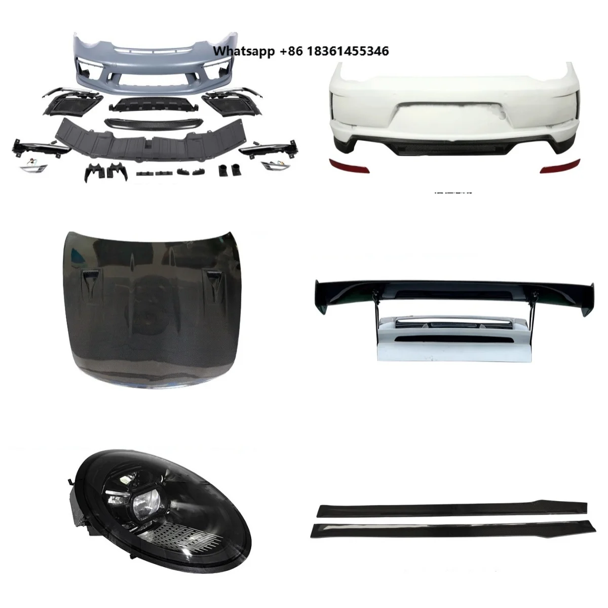 

For 991 997 Upgrade 991.2 GT3 2005-2012 Modified Front Bumper Rear Bumper Assembly Engine Hood Tail Wing Body kit