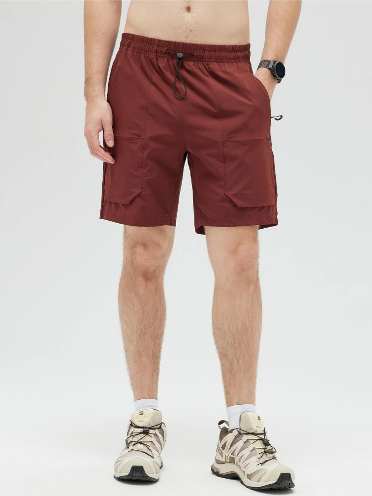 

Мужские однотонные шорты-карго с карманами, на шнурке на талии, для занятий спортом на открытом воздухе, функциональные, быстросохнущие, дышащие, короткие брюки