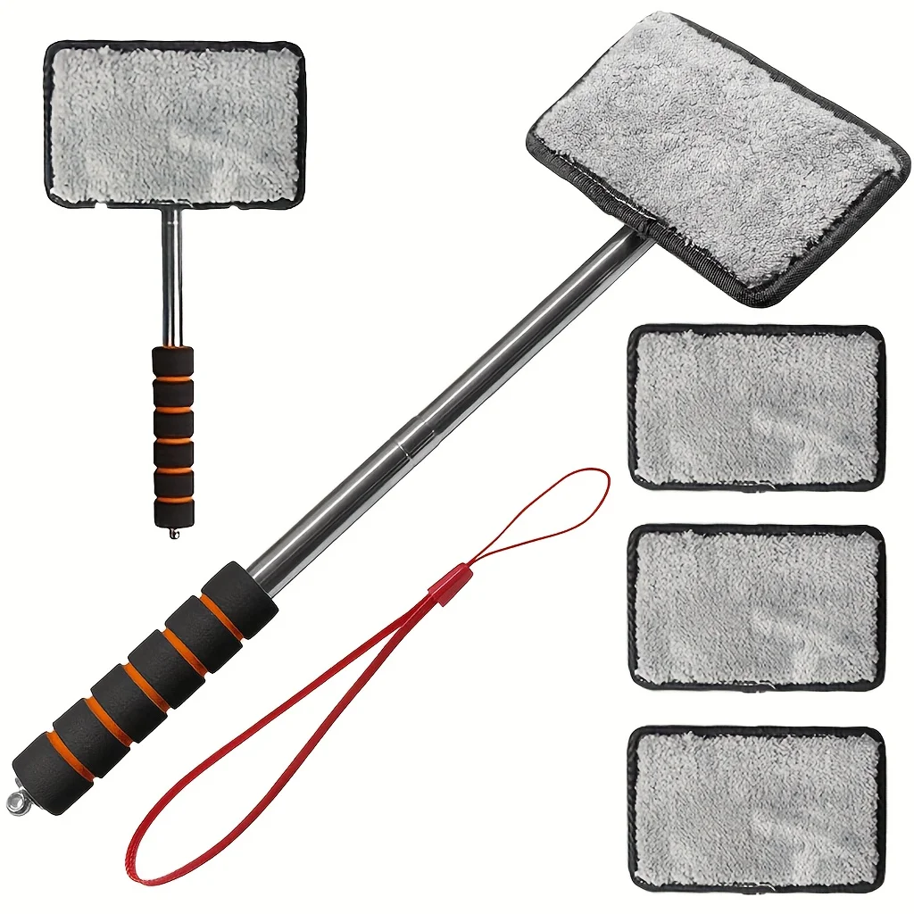 Automobile Windshield Water Scraping Telescopic Automobile Glass Wiper Auto Cleaning Tools Window Cleaning Brush Cleaning Cloth