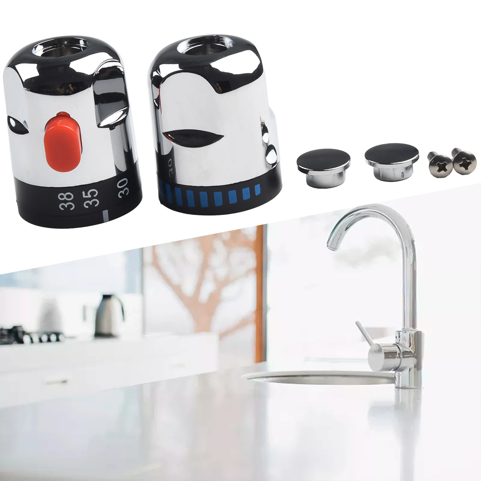 Thermostatic Handles for Bath Shower Mixer Taps Designed for SMA Thermostatic Systems and Style Bar Shower Valves
