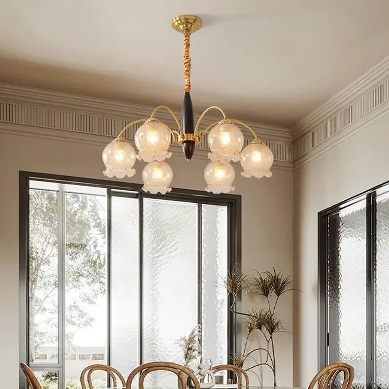 

Lily of the valley flower retro living room pendant light simple bedroom creative lighting fixtures