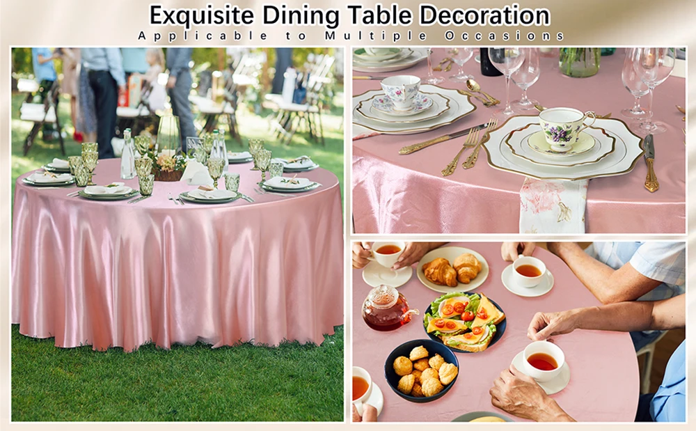 Satin-Tischdecke Rechteckig Seidig Glatter Stoff Hochzeitstisch-Dekorationen für Geburtstagsfeier Brautparty Babyparty Hintergrund-Drapierungen – Detail 12
