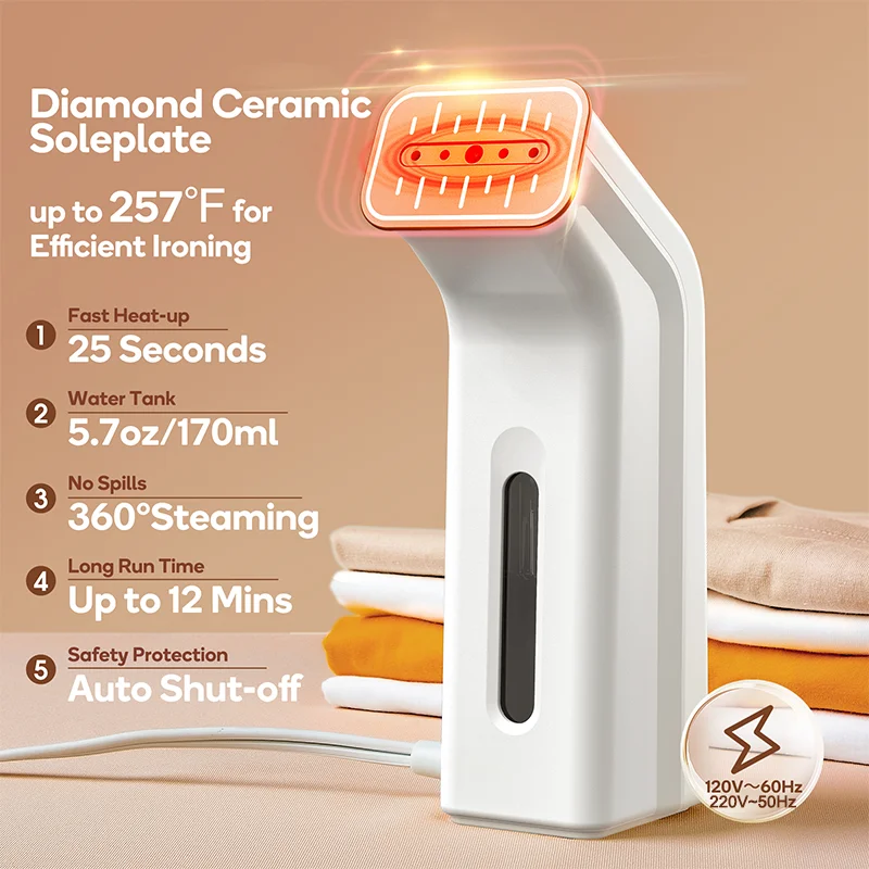 3 In 1 Clothes Ironer 1200W Rotation Head Steam Iron LED Temperature Monitor Handhold Travel Home Fabric Steam Ironing Machine