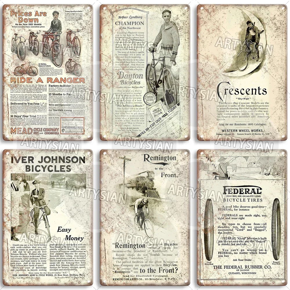 علامة معدنية للدراجات العتيقة ، إعلانات الدراجات ، لوحة ، ريفر جونسون ، ريمنجتون ، كولومبيا ، Racycle #4