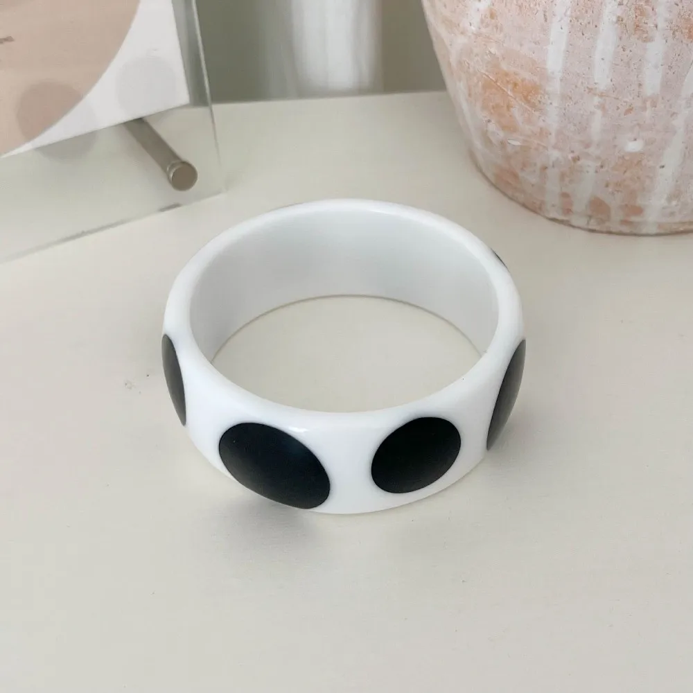 Personality Round Wide Resin Polka Dot Bangles Cool Punk Style Hip Hop Candy Color Bracelets Colored Stackable Jewelry Party