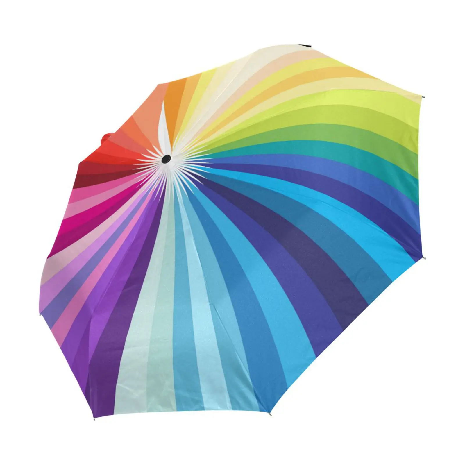 Fashion Colorful Rainbow Design UV Coating Full Automatic Umbrella Rain Women Three Folding Protable Umbrella Parasol Parapluie