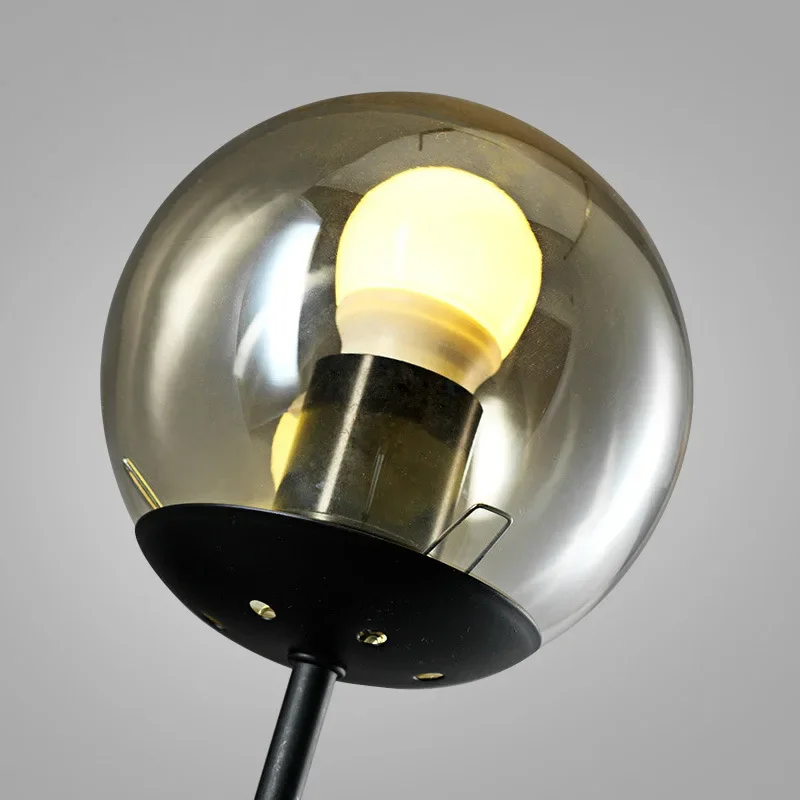 

Creative Ball Style Glass Wall Lamp Retro Black Single Double Head Iron Wall Lighting for Bedroom Restaurant Bar Hotel Cafe Deco