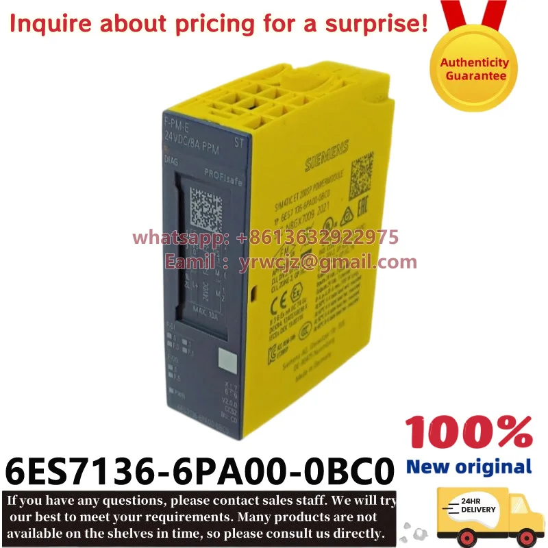 6ES7136-6PA00-0BC0 SIMATIC ET200SP F-PM-E PPM PROFIsafe power module, 100% brand new original available now