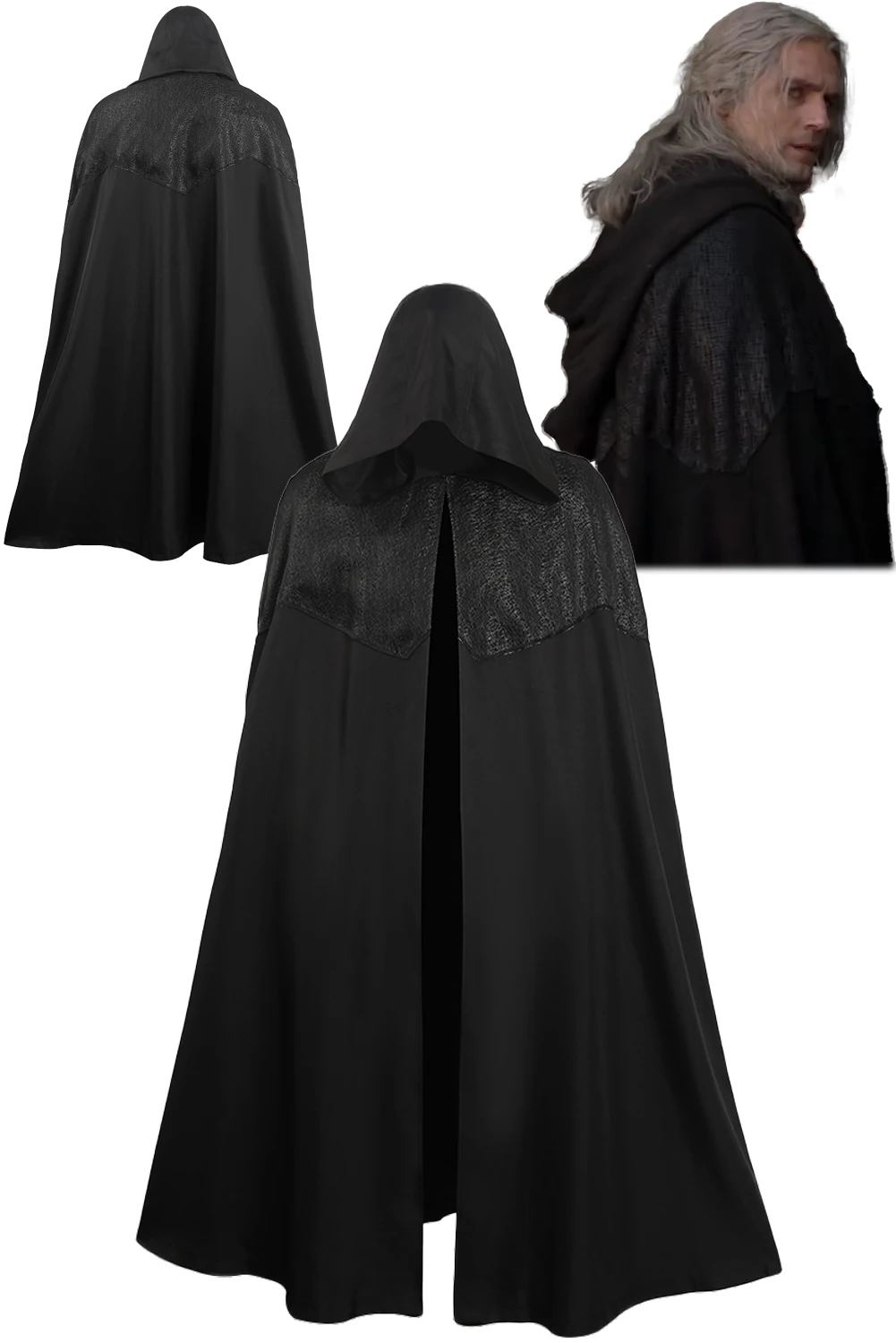 TV-Zauberer 3 Kostüm Geralt schwarz Cape Cosplay Fantasia Umhang Erwachsene Männer Fantasie männlich Phantasie männlich Halloween Karneval Party Kleidung