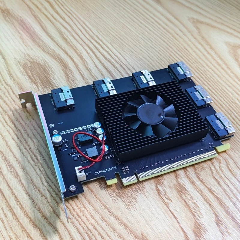 

Карта расширения PCIe 4.0 с 6 портами SFF-8654 8i U.2 NVMe для графических карт и ИИ