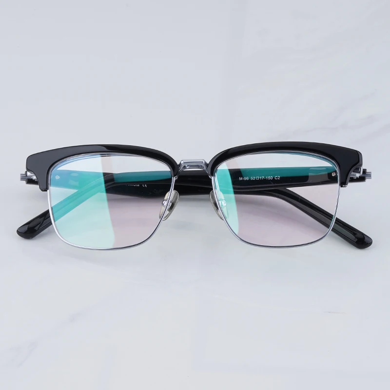 النمط الياباني خلات التيتانيوم مربع إطارات النظارات غطاء الوجه مع الحاجب إطار النظارات رجال الأعمال النظارات M-96