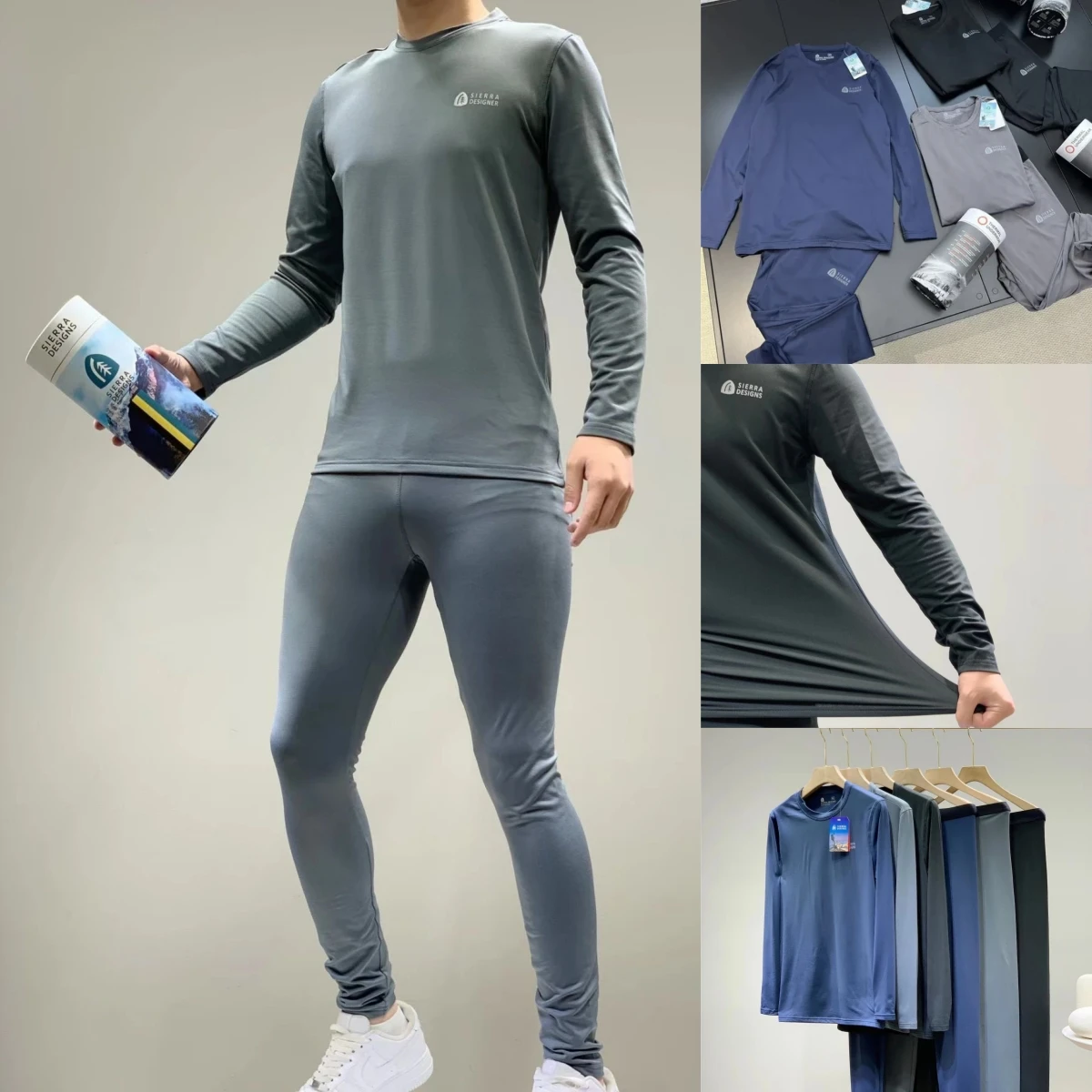 

Men's Thermal Fleece Lined Elastic Sports Underwear Set Breathable Winter Clothing Warm Innerwear Youth Nine-Piece Pants