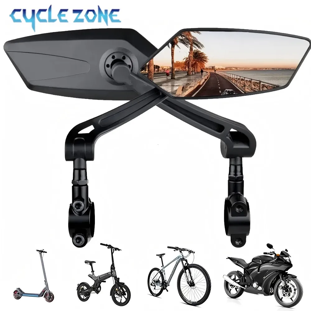 Bicycle Rear View Mirror Bike Handlebar Reflector 360° Rotatable Wide Range Back Sight MTB Mountain Road Riding Safety Rearview