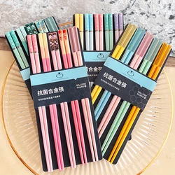 5Pairs Reusable Five-Color Dining Chopsticks Sushi Food Multi Color Chop Sticks Household Tableware