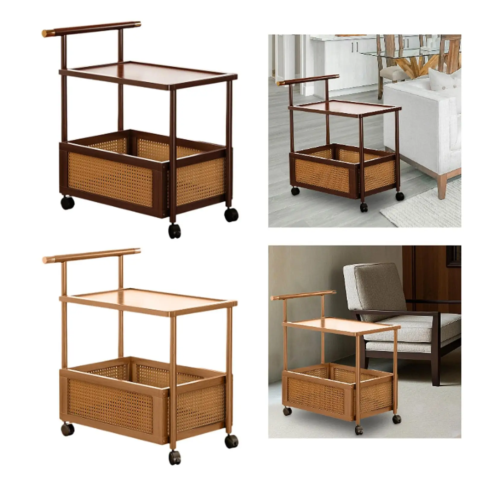 

Rolling Utility Cart,Sofa Side Table with Wheels Storage Organizer Shelf for Bathroom