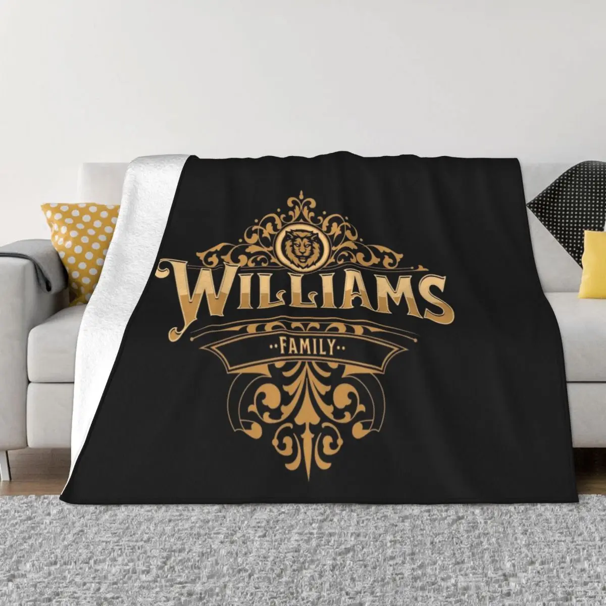 

Williams Family Coat of Arms or Crest Williams Throw Blanket Custom Blanket Soft Plaid