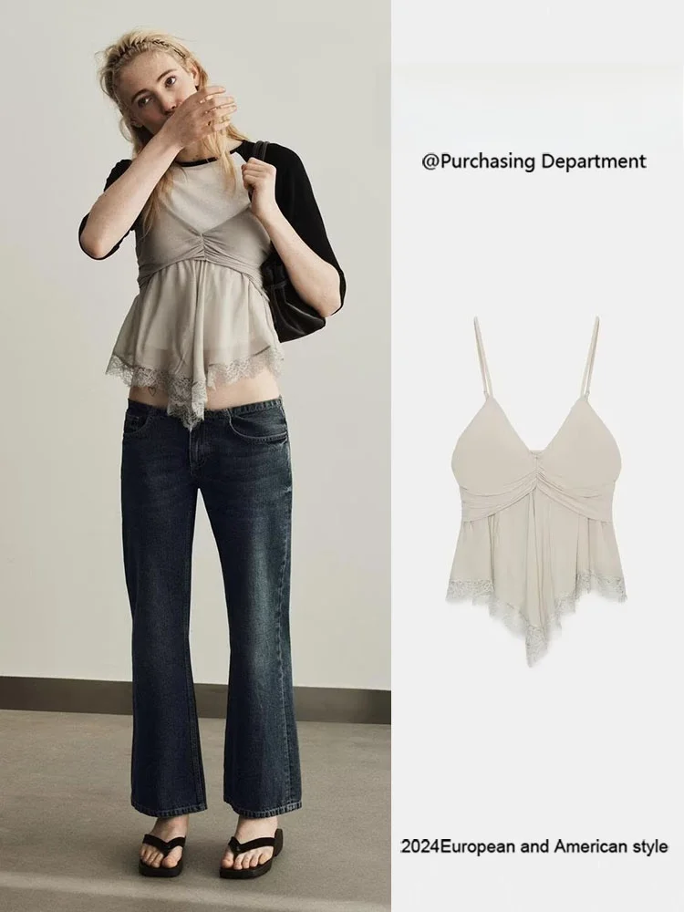 

Spring New Arrival Women's Faionable Versatile Georgette Strap Top Lace Blouse Ele Quali Ladies' Clothing