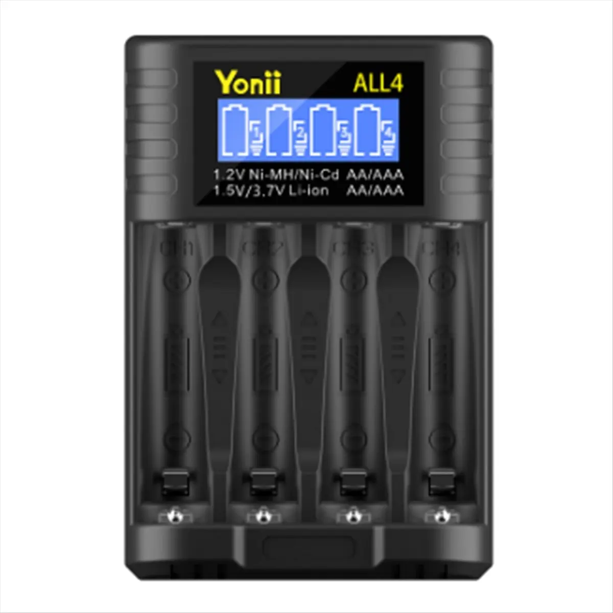 ♬◤Popular Style  ◥ ALL4 Charger, 4-Slot High-Speed LCD AA/AAA Charger, Suitable for 1.2V Ni- 1.5V/3.7V Li- Rechargeable Batterie