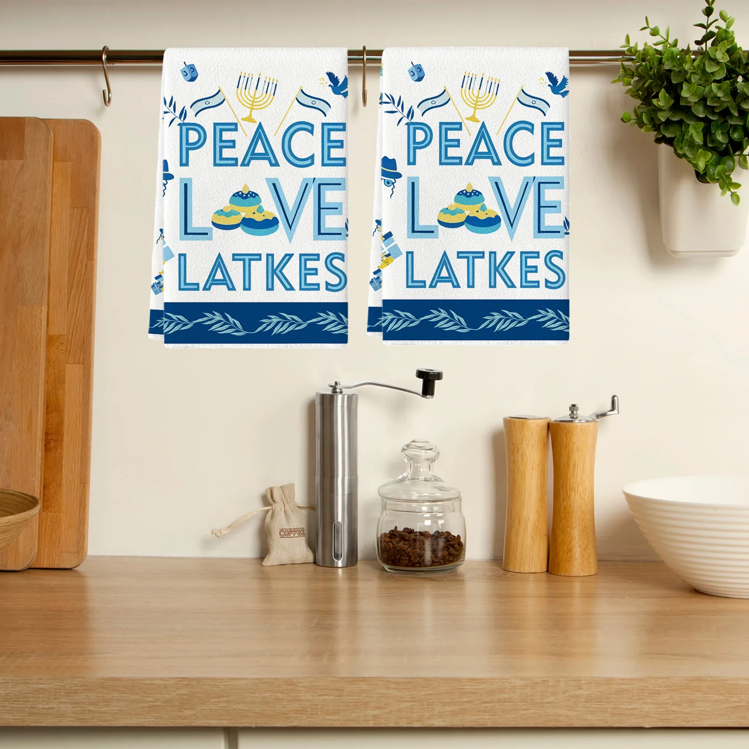 2 Pack Hanukkah Towels Kitchen Dishcloth Microfiber Hand Towel Light It Up Jewish Holiday Party Decor Gift Home Table Decoration