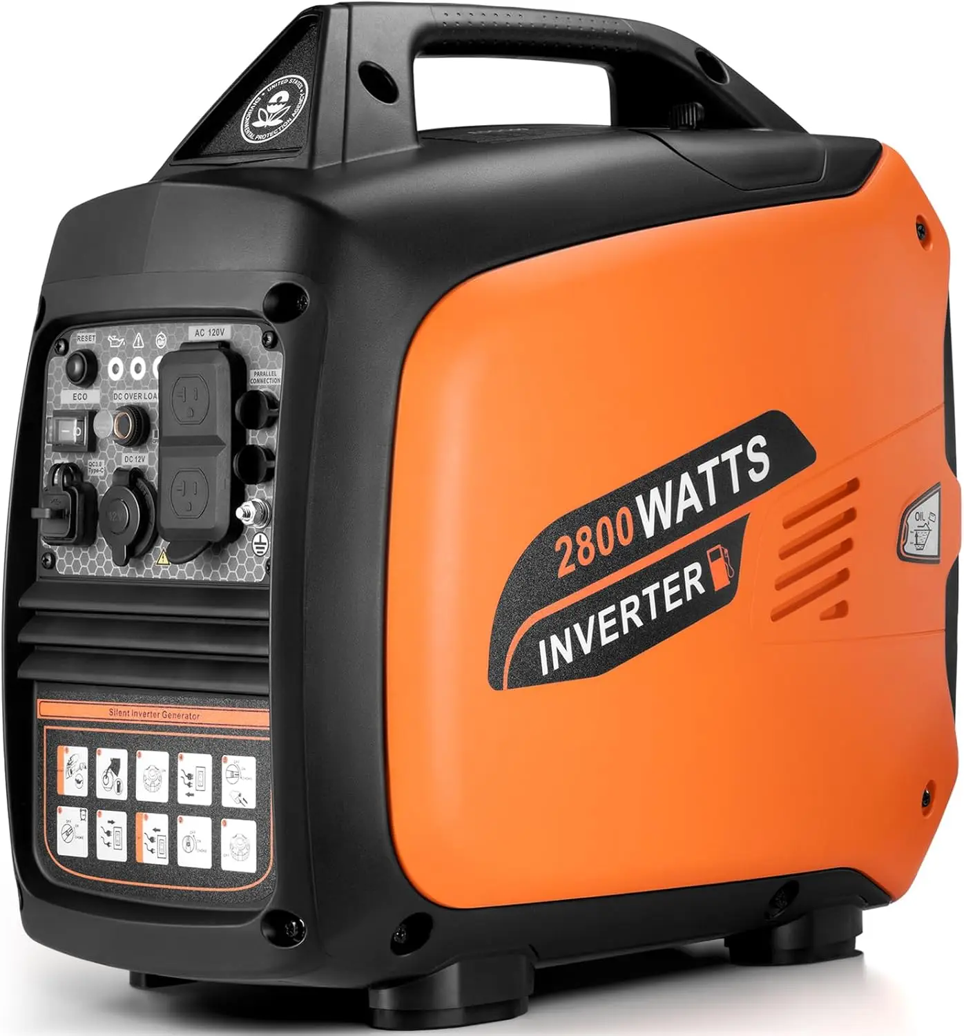 

2800-Watts Portable Inverter Generator, Gas Generators for Home Use, Camping, Super Quiet Emergency Home Backup