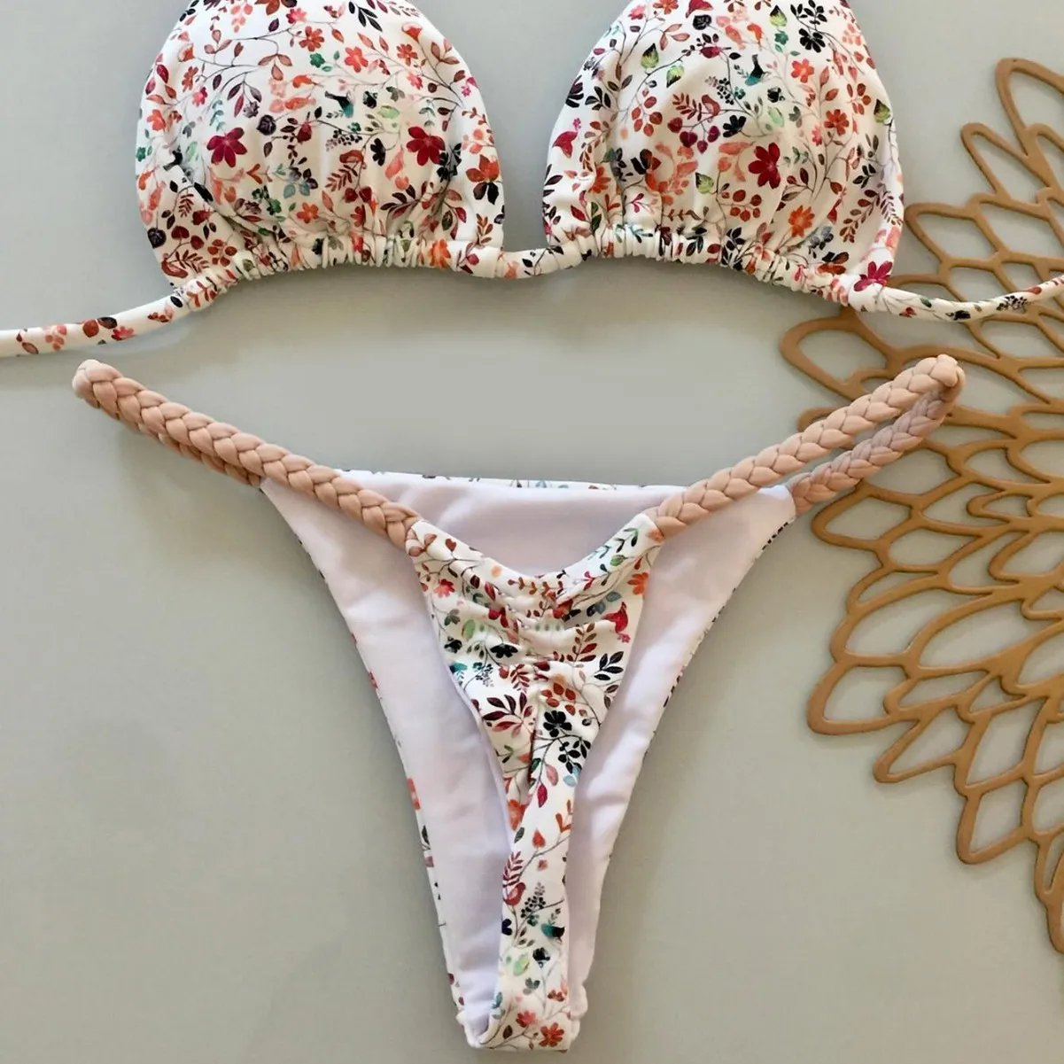 Costume da bagno donna sexy con scollo all'americana Costume da bagno donna con perizoma a triangolo in due pezzi Costume da bagno brasiliano Biquinis Holiday Gathering