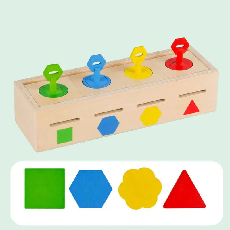 لعبة تعزيز ذكاء الخشب لفرز الأشكال، صندوق قفل فرز الأشكال الملونة، لعبة حسية تنموية لمراكز الرعاية النهارية في الفصول الدراسية