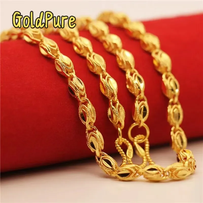 

Золотое колье Goldpure Luxury 24K 9999 из чистого золота с ажурным узором в виде листа Феникса для женщин и мужчин