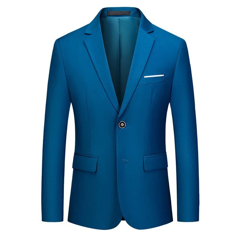

Men Pure color Blazer Two Buttons Lapel Autumn Winter Business Casual Suit Jacket Long Sleeve Suit Coat Workwear groom suit