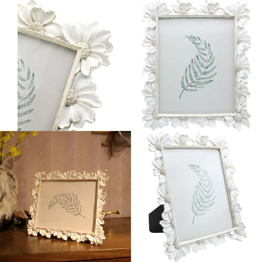 

Ретро-фоторамка белого цвета с декоративным узором 8x10, винтажный цветочный дизайн для домашнего декора и демонстрации фотографий