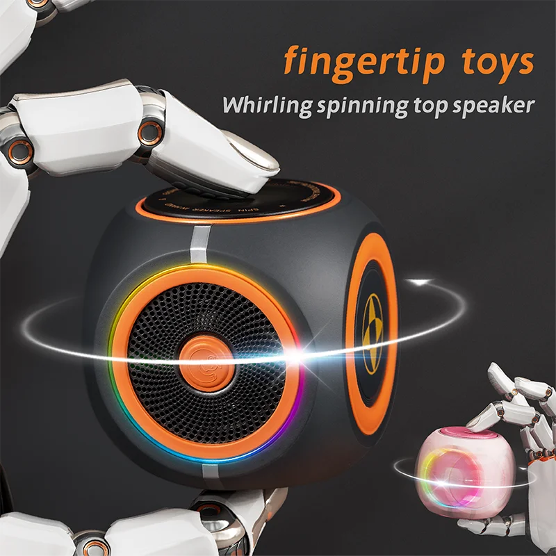 Internet celebrity decompression tool, fingertip rotating gyroscope, dazzling light effect portable Bluetooth speaker heavy bass