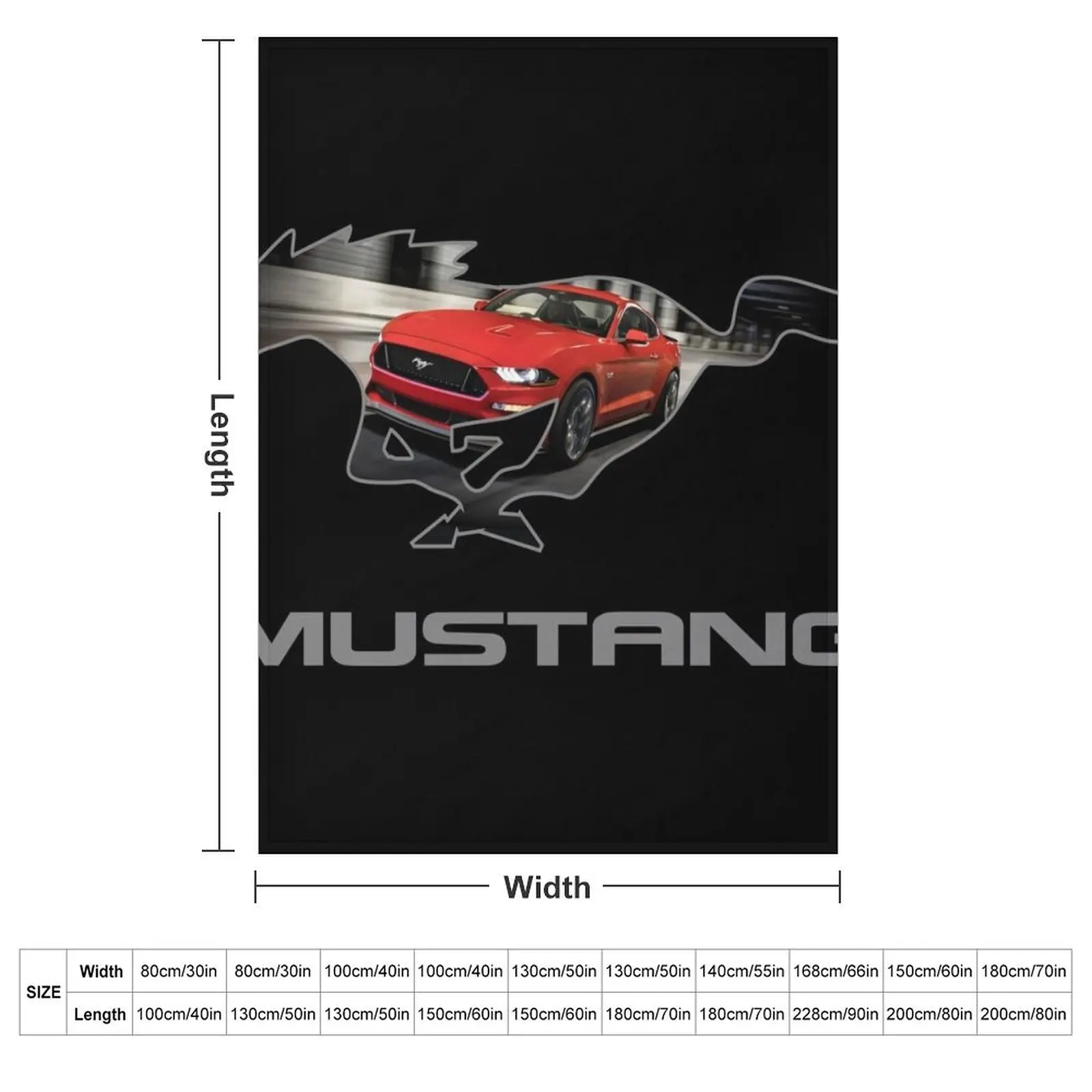 Ford Mustang GT Logo Emblem Design (Red on Black) Throw Blanket Furrys Sofa Throw Bed linens Blankets