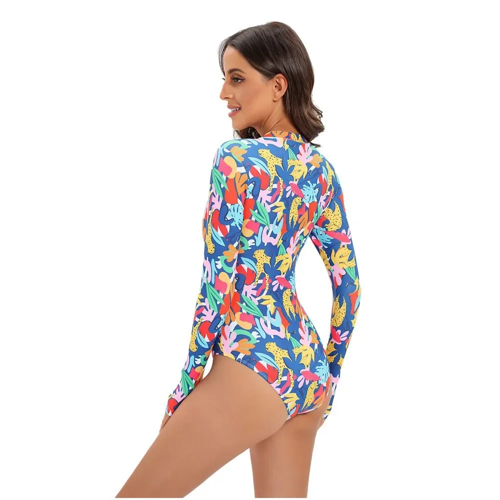 New One-Piece Swimsuit Closed Long Sleeve Swimwear For Sports Surfing Bodysuit Women Swimming Bathing Suit Beachwear Pool Bather