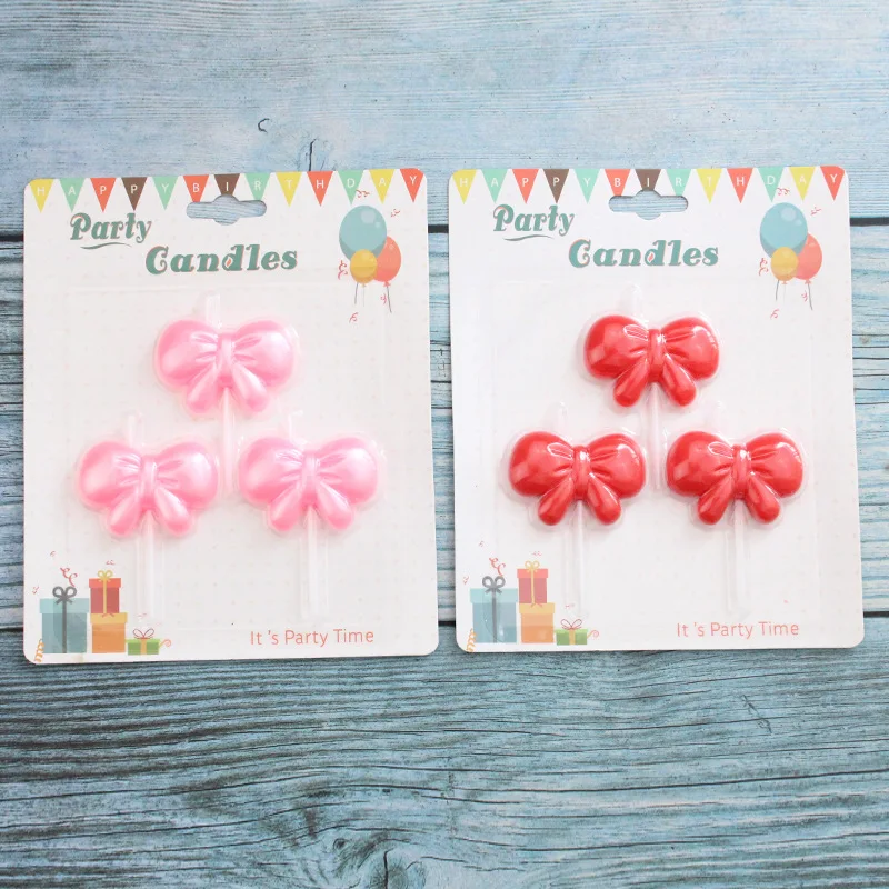 Red Bow Candles Romantic Birthday Party Cute 3 Pink