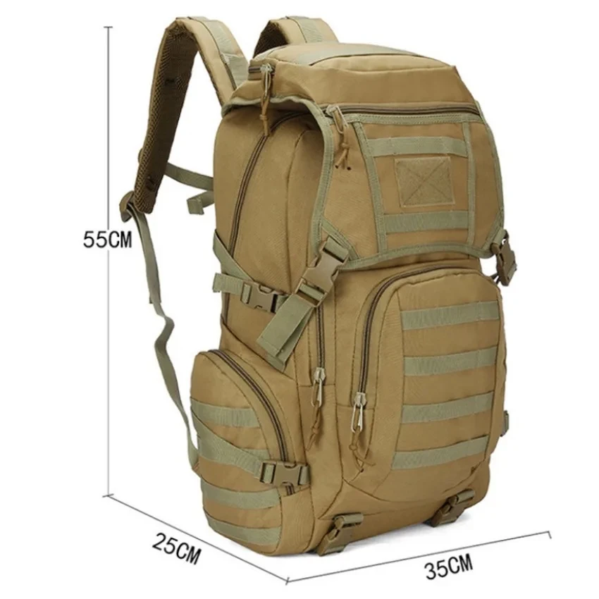 50L Tactical Backpack Outdoor Sport Hiking Rucksack 3P Molle Daypack Camping Hunting Climbing Waterproof Fishing Hiking Bags