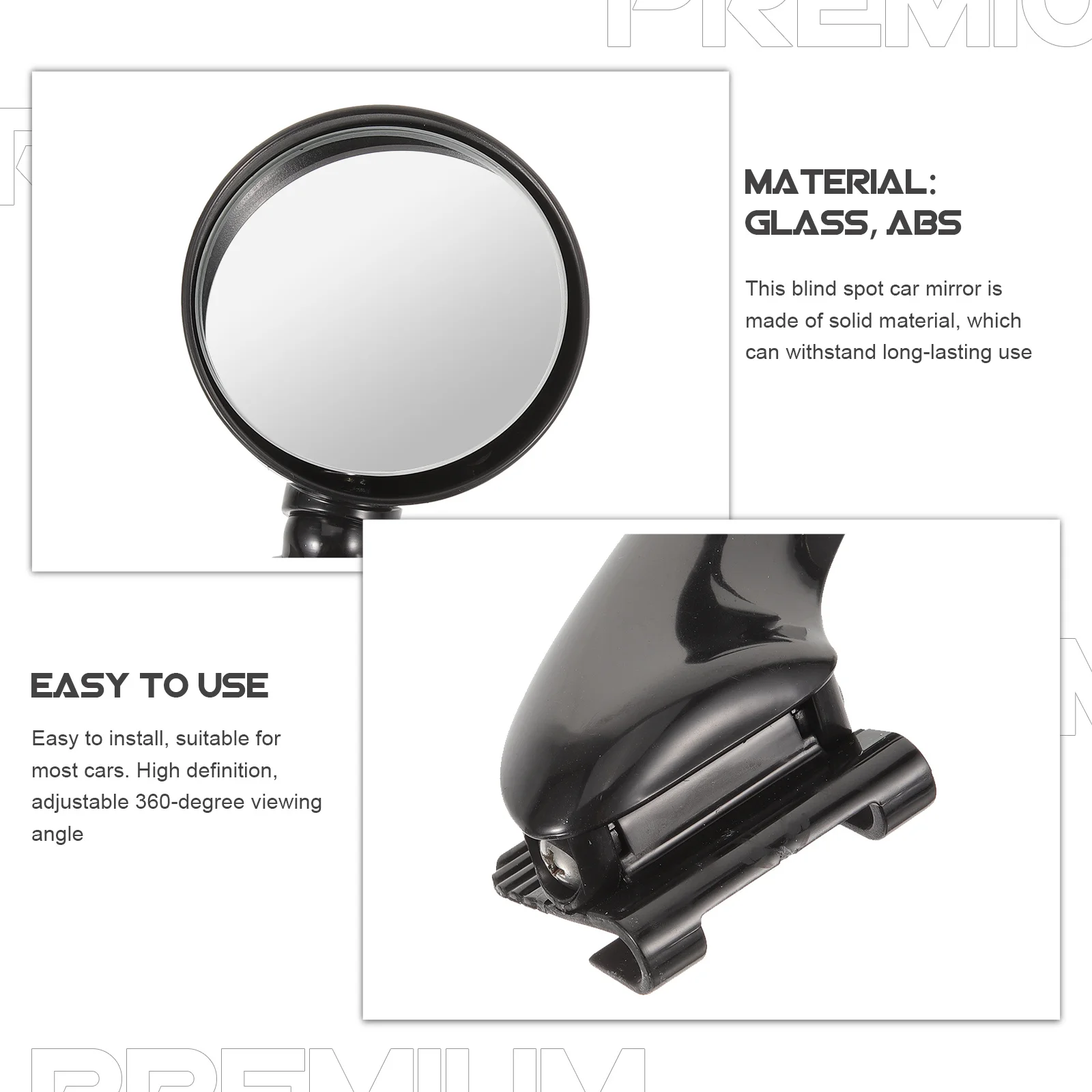 

Blind Spot Car Mirror Left Round Rear View ABS Glass Material High Definition Adjustable 360 Degree Anti-Glare Driving Accessory