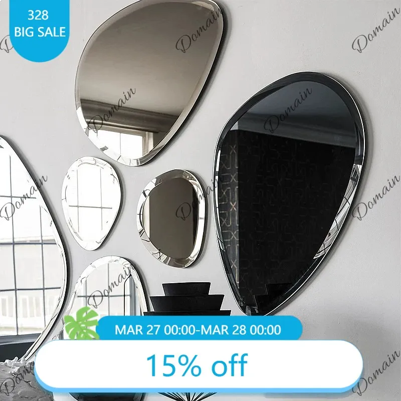 GV Nordic Frameless Beveled Irregular Shape Bathroom Mirror Wall Art Decorative Combination Designer Mirror B