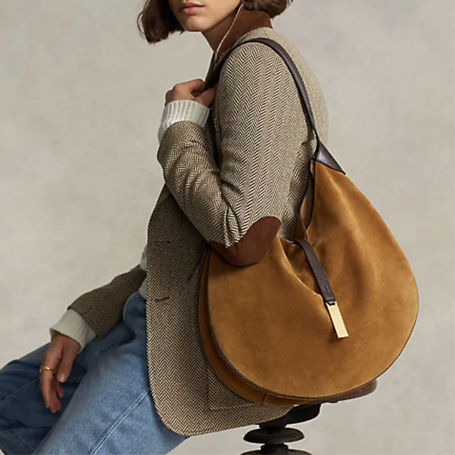 Black Tote bag Large capacity underarm bag Soft dumpling bucket bag pu leather/suede brown semi round shoulder crossbody bag sac