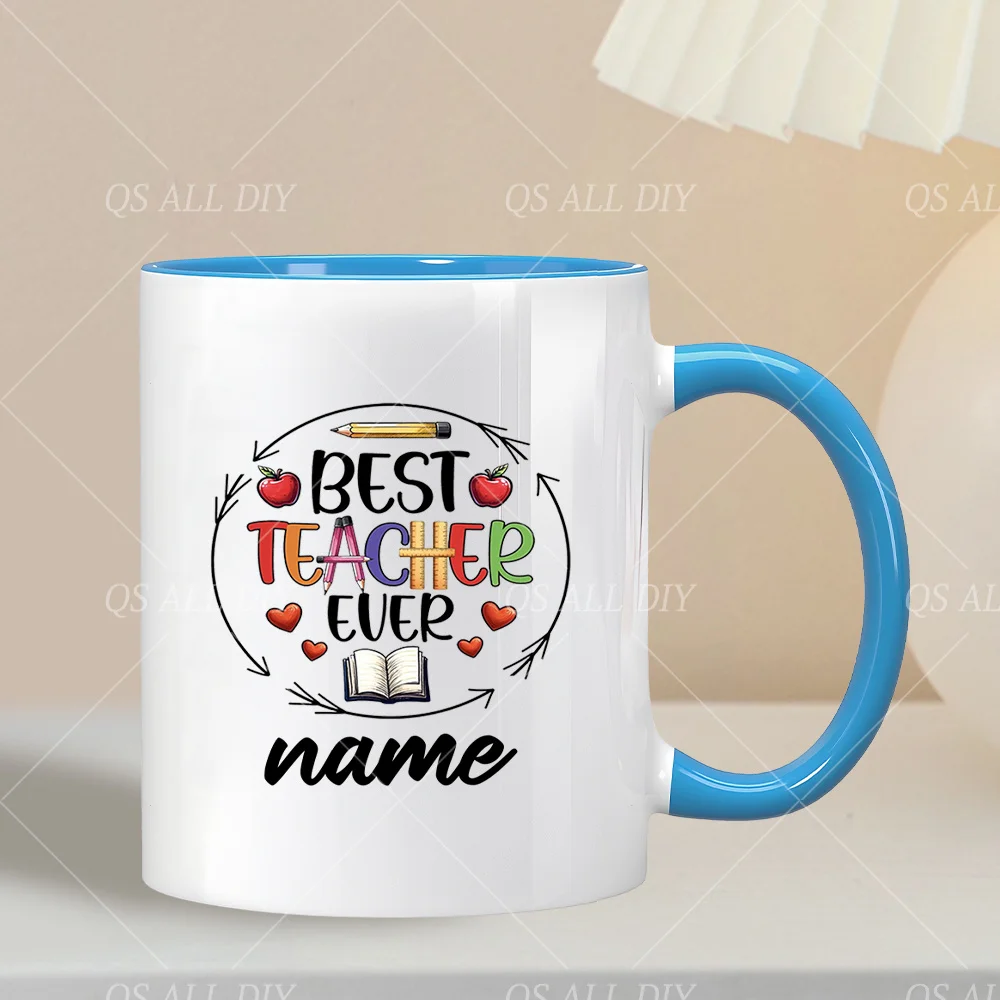 Custom Name Coffee Mug for Best Teacher Personalized Teacher Appreciation Gift with Educational Design Ideal for Back to School
