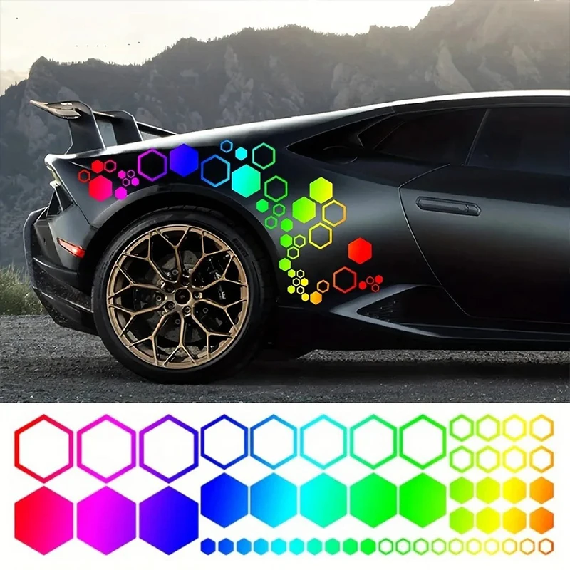 Car Honeycomb Vinyl Decals Laser Car Sticker Kit Auto Body Decor Tape Hexagonal Stickers Tuning SUV Body Cool Styling Decoration