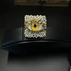 Vintage Retro Square Pearl Eye Ring Exaggerated Atmosphere Heavy Ring