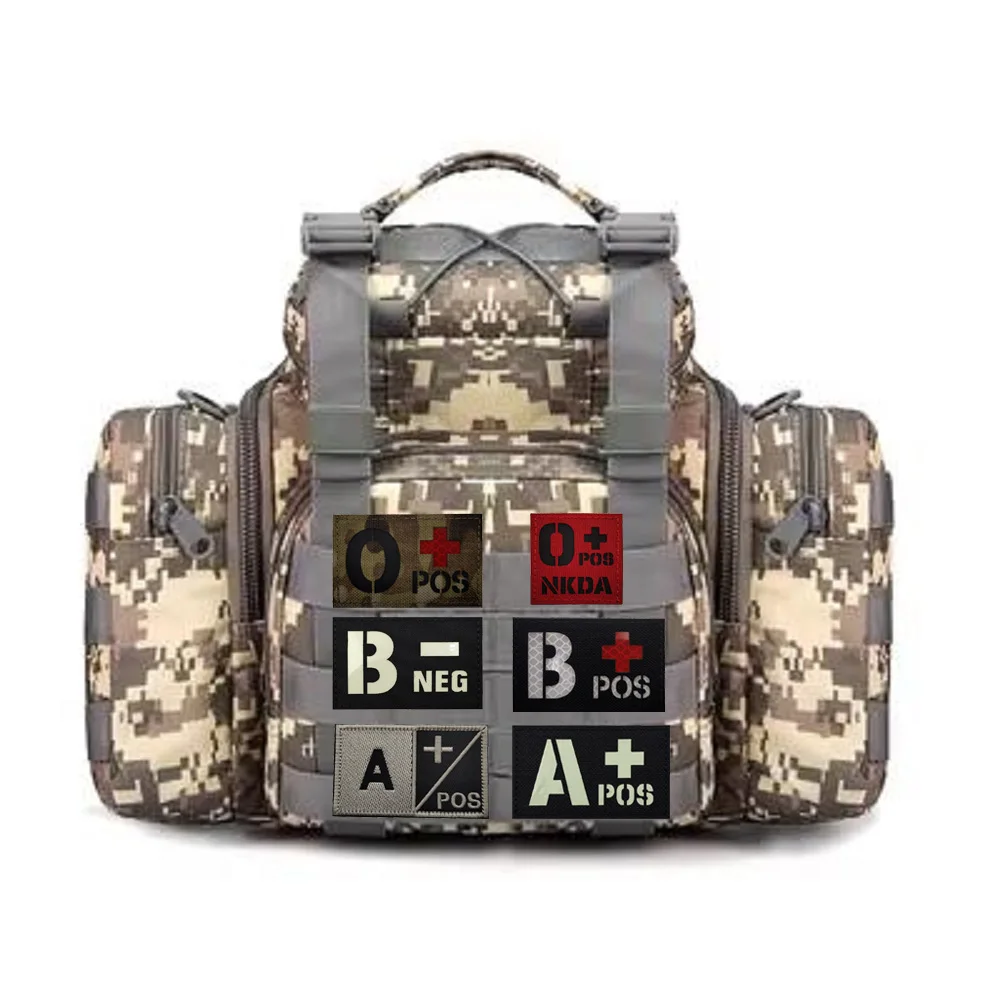 CP Camouflage Laser Cutting Reflective Blood Type Badge, 5 Pieces A Tactical Blood Type Set, Luminous Patch A-NEG Backpack Patch view 2