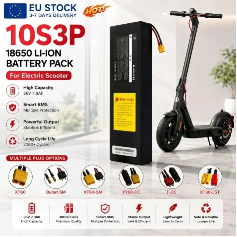 36V Akkupack / 10S3P Akku / 18650 Lithium-Akku / 7,8Ah Scooter-Akku / Integriertes BMS / Wiederaufladbarer Akku / Elektroroller-Akku / E-Bike-Akku