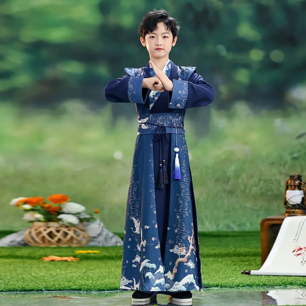 Chinese Hanfu Dress Cosplay Stage Performance Costume Boy Ethnic Style Children Clothing Girl Kids Clothes Party Kung Fu Wushu