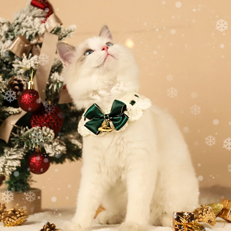 HOOPET Christmas Cat Necklaces New Year Wool Pet Collar Dog Scarf Pet Supplies Gift for Cat Puppy Decoration Pet Accessories