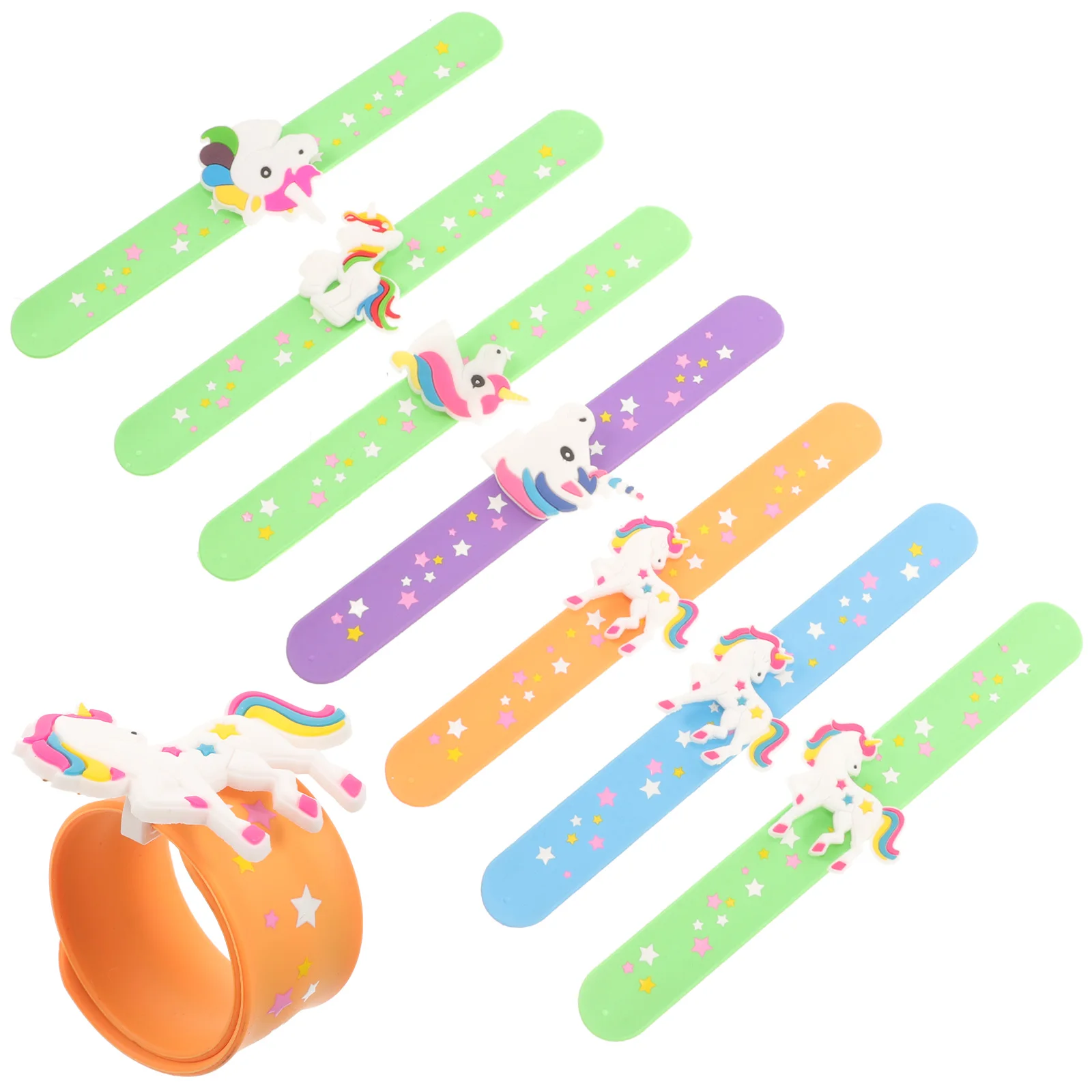 

8 Pcs Silicone Slap Bracelet Rosy Bracelets Party Wristbands Favor Cartoon Kids