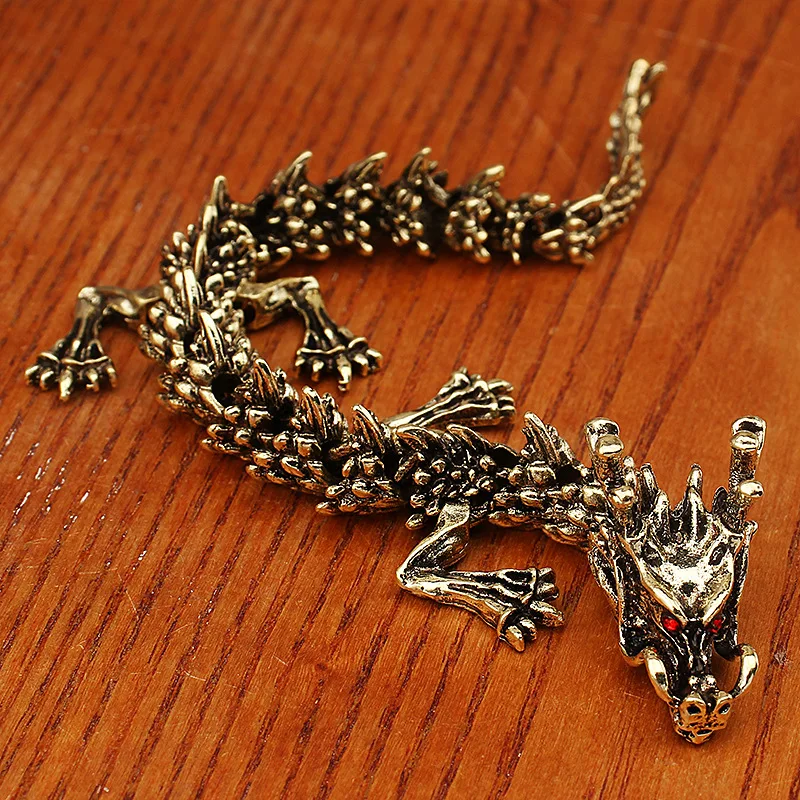 Retro Black Gold Dragon New Zodiac Table Decorative Ornaments Exhibition Store Opening and Housewarming Gift Metal Crafts