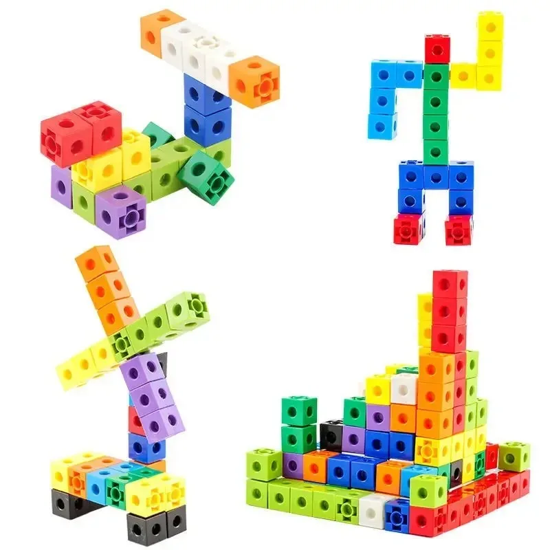 Ensemble de 100 cubes de liaison, matériel mathématique pour enfants, blocs de comptage, jouets éducatifs Montessori pour le développement cérébral